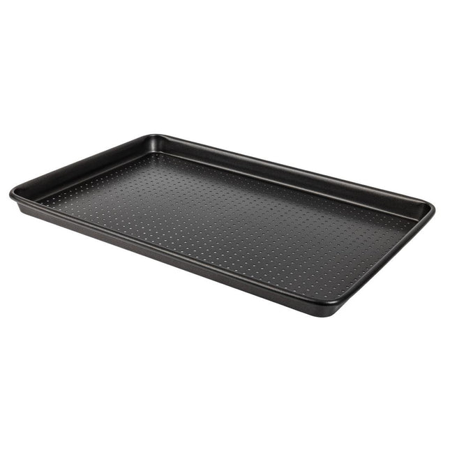 Crusty Bake Non-Stick Baking Tray 27 x 39cm | Masterclass | Perforated Carbon Steel