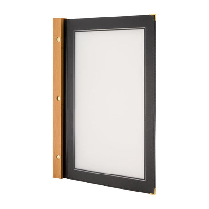 Wooden Menu Holder A4 Black | Securit