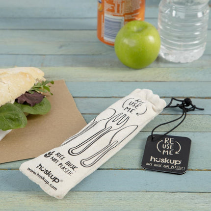 Reusable Rice Husk Cutlery Set with Jute Pouch 4