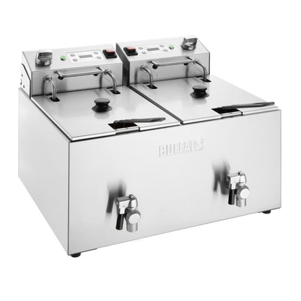 Double Electric Fryer with Timer | Buffalo | 2 x 8L Tanks | 2 x 2.9kW Elements