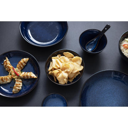 Midnight Blue Reactive Glaze Footed Bowls 150mm | Olympia Luna | Stoneware 7