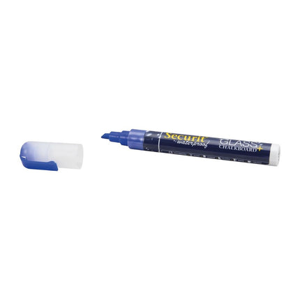 Securit Waterproof Chalk Marker for Glass and Chalkboards | Blue, 2-6mm Tip 3