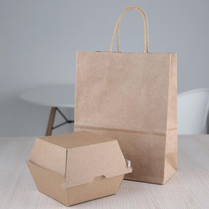Compostable Kraft Hamburger Boxes Large Square 112mm | Fiesta (150 pcs) 5