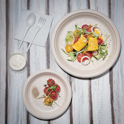 Compostable Round Bagasse Plates 261mm Uncolored | Fiesta 5
