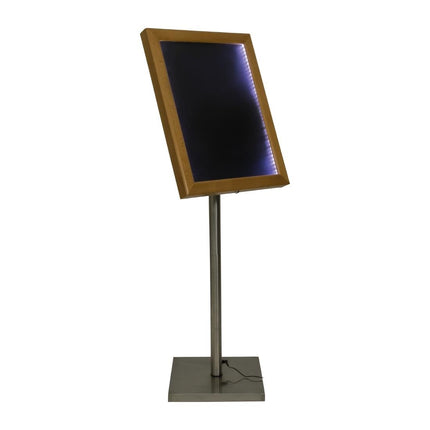 Teakwood A4 LED Menu Holder with Pole and Base | Securit | 4x A4 6