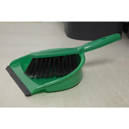 Soft Hand Broom and Dustpan Set with Rubber Edge | Jantex | Green | 22cm Wide 2