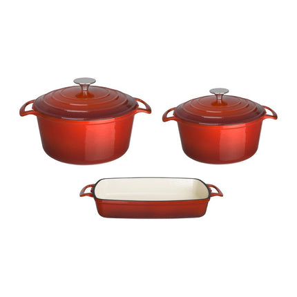 Cast Iron Cookware 3-Piece Set - Red | Vogue 2