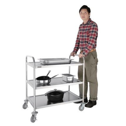 Stainless Steel 3-Tier Serving Trolley Large 93(h) x 86(b) cm | Vogue 3
