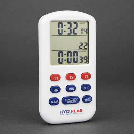 Triple Display Cooking Timer with Clock | Hygiplas