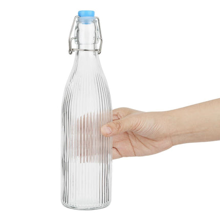 Ribbed Glass Water Bottles 500ml with Swing Top | Olympia 4