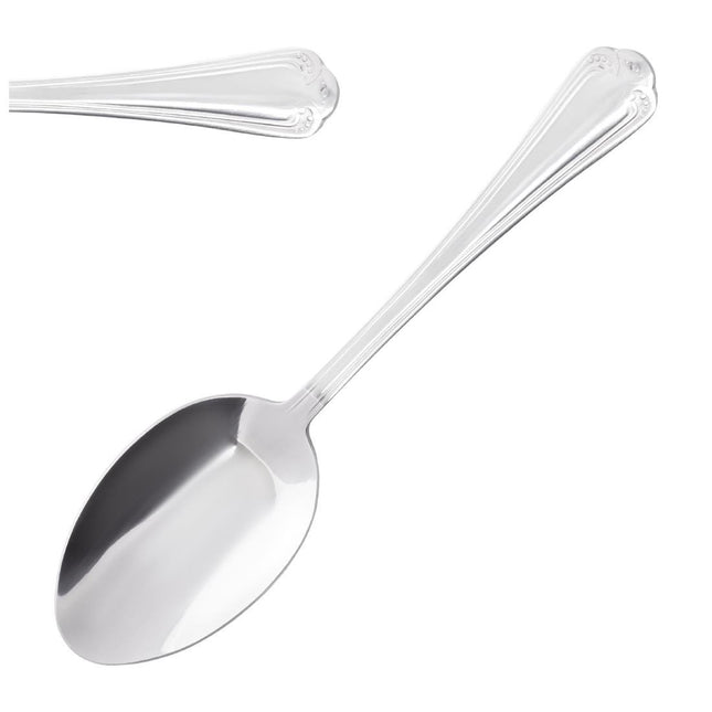 Table Spoons | Olympia Jesmond | 12 Pieces | Polished 18/0 Stainless Steel with Shell Pattern Handle