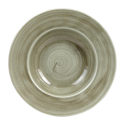 Stonecast Patina Antique Green Flat Rim Bowls 280mm | Churchill 2