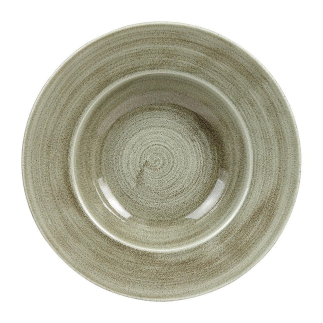 Stonecast Patina Antique Green Flat Rim Bowls 280mm | Churchill 2