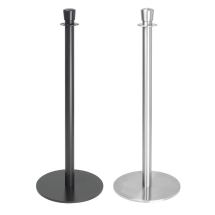 Flat Base Barrier Posts Brushed Stainless Steel | Bolero | Pack of 2 5