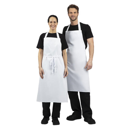 White Polyester-Cotton Bib Apron XL | Whites 10