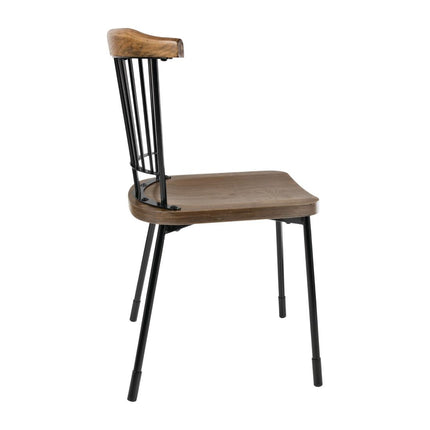 Bolero Scandi Side Chairs Black with Wood Seat and Backrest | 2 Pieces 2