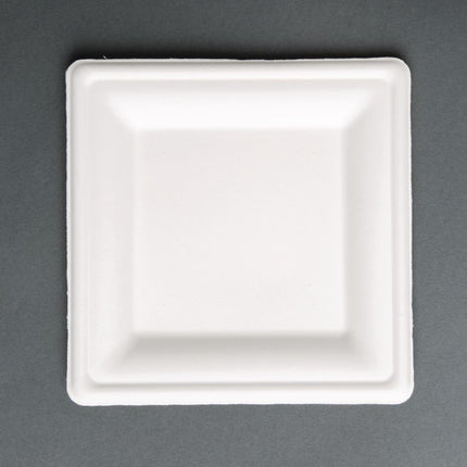 Compostable Bagasse Square Plates 159mm | Fiesta