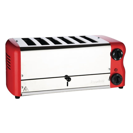 6-Slot Red Toaster with Timer | Rowlett Esprit | Includes 2 Spare Elements & 2 Toast Holders