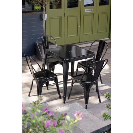 Square Galvanized Steel Bistro Table 668 mm | Bolero | Black 10