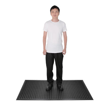 Black Rubber Anti-Fatigue Mat 150x90cm | Jantex 5
