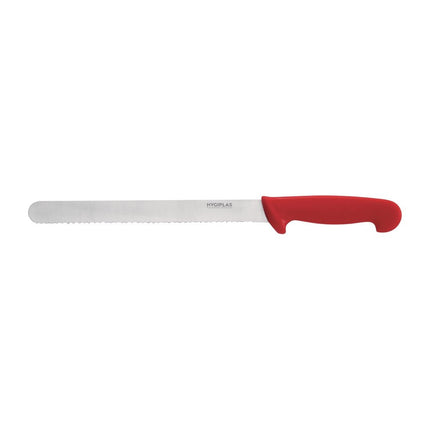 Serrated Meat Knife 25.5cm | Hygiplas | Red Handle 2