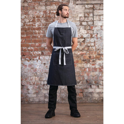 Black Denim Halter Apron with Adjustable Neck and Double Pockets | Southside | 100x70 cm 6