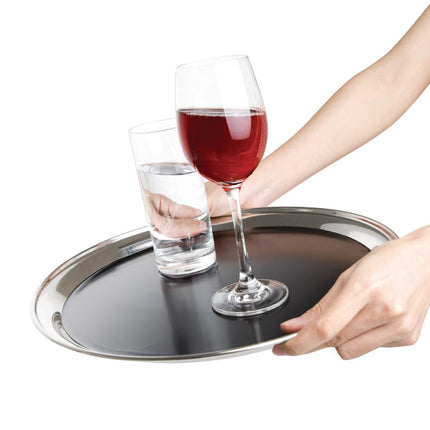 Stainless Steel Non-Slip Round Serving Tray 35.5cm | Olympia 4
