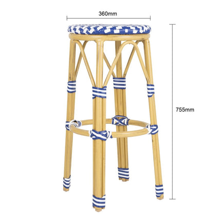 PE Rattan Bar Stools Blue | Bolero Parisian Style (2 Pack) 5