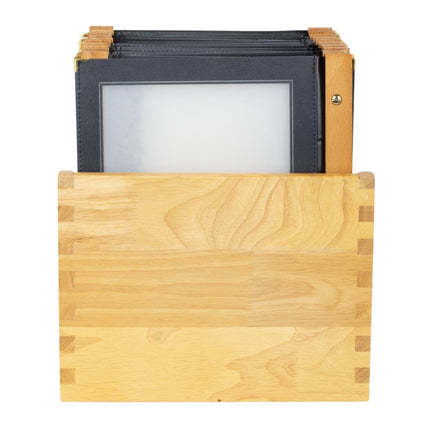 Securit A4 Menu Holders with Wooden Spine Black | Set of 20 with Wooden Box 5