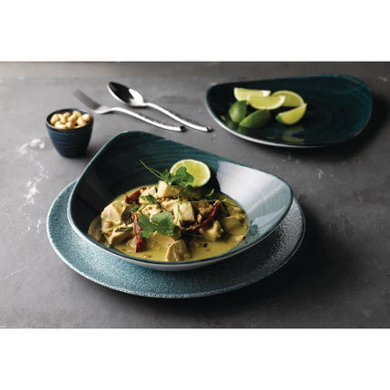 Triangle Bowl Rustic Teal Lotus | Churchill Stonecast Patina | 23.5cm 3