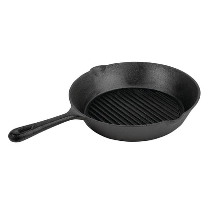 Vogue Round Cast Iron Induction Grill Pan | 26.7 cm | Ribbed Surface