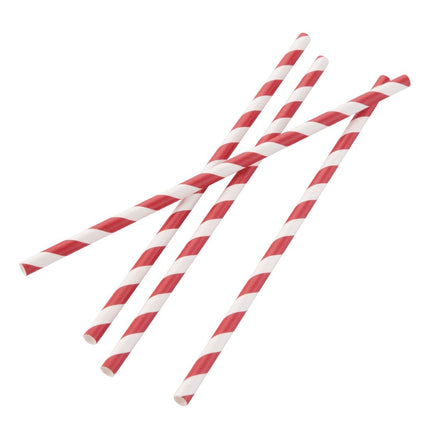 Compostable Red-White Striped Paper Straws | Fiesta | 250 Pieces 2