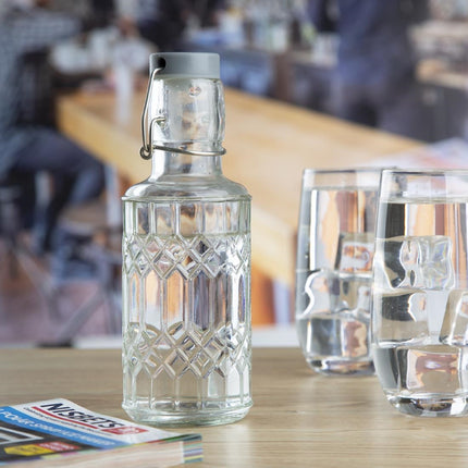Glass Water Bottle with Stopper 380ml | Olympia Geo 2