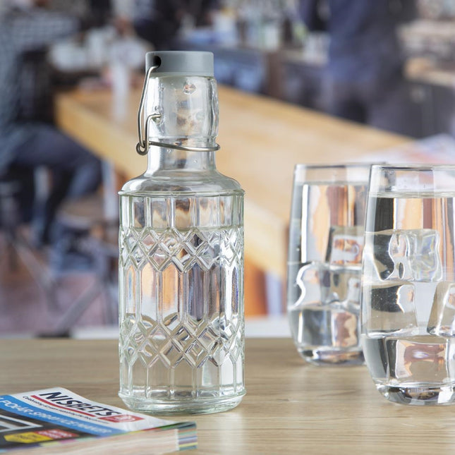 Glass Water Bottle with Stopper 380ml | Olympia Geo 2