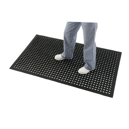 Black Rubber Anti-Fatigue Mat 150x90cm | Jantex 6
