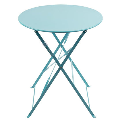 Round Steel Folding Terrace Table 59.5cm Turquoise | Bolero 3
