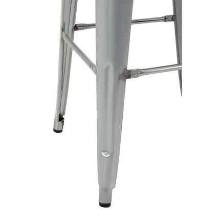 Bolero Bistro High Stools with Wooden Seat Cushion | Galvanized Steel | Set of 4 6