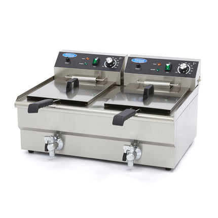 Deep Fryer | 2 x 16L | 2 Baskets | with Drain Tap 1