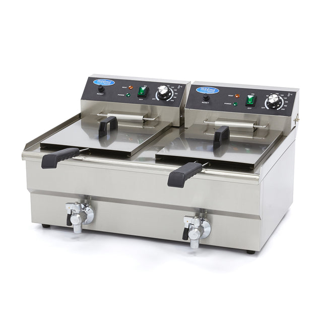 Deep Fryer | 2 x 16L | 2 Baskets | with Drain Tap 1