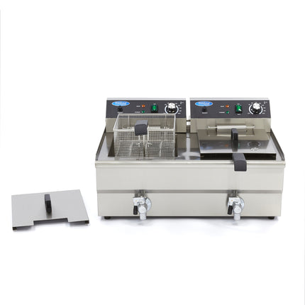 Deep Fryer | 2 x 16L | 2 Baskets | with Drain Tap 2