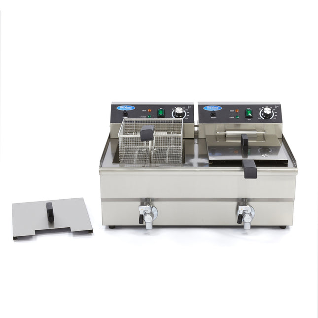 Deep Fryer | 2 x 16L | 2 Baskets | with Drain Tap 2