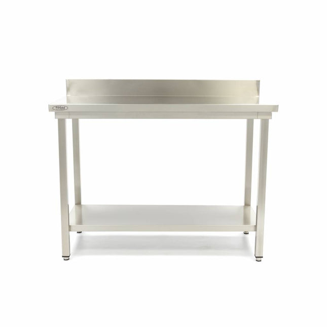 Stainless Steel Table | 80 x 60cm | Adjustable Height | with Backsplash and Storage Shelf 2
