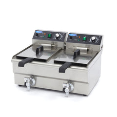 Deep Fryer | 2 x 10L | 2 Baskets | with Drain Tap 1