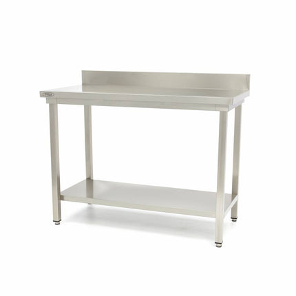 Stainless Steel Table | 60 x 60cm | Adjustable Height | with Backsplash and Storage Shelf 1