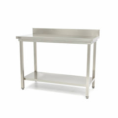 Stainless Steel Table | 100 x 60cm | Adjustable Height | with Backsplash and Storage Shelf 1