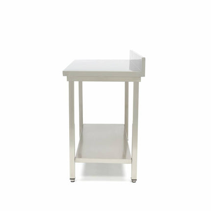 Stainless Steel Table | 80 x 60cm | Adjustable Height | with Backsplash and Storage Shelf 3