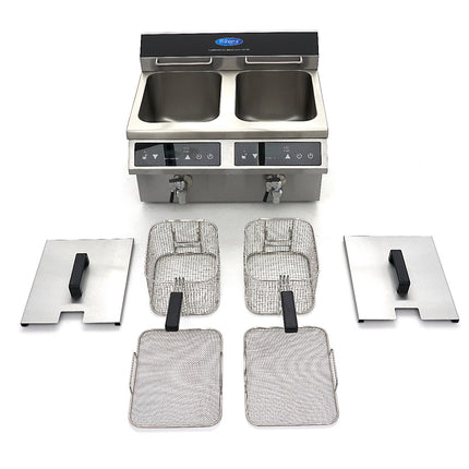 Deep Fryer | 2 x 8L | 2 Baskets | with Drain Tap | Induction 10