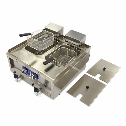 Deep Fryer | 2 x 10L | 2 Baskets | with Drain Tap | 400V 3