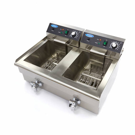 Deep Fryer | 2 x 16L | 2 Baskets | with Drain Tap 5
